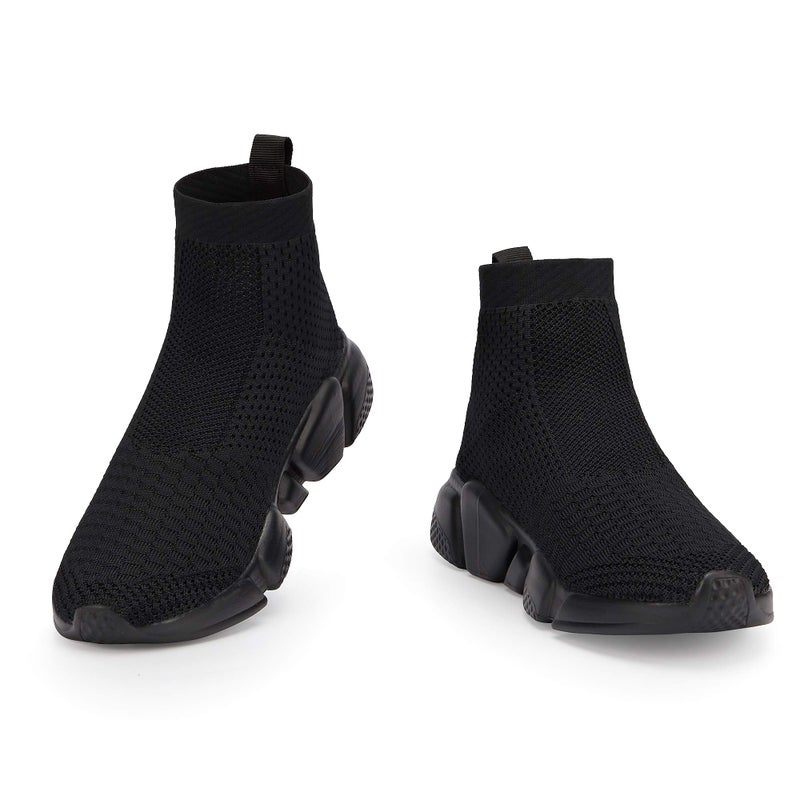 Casbeam Men's Running Knit Comfortable Lightweight Breathable Casual Sports Shoes Fashion Sneakers Slip-On Walking Shoes All Black Size 10 - Image 2